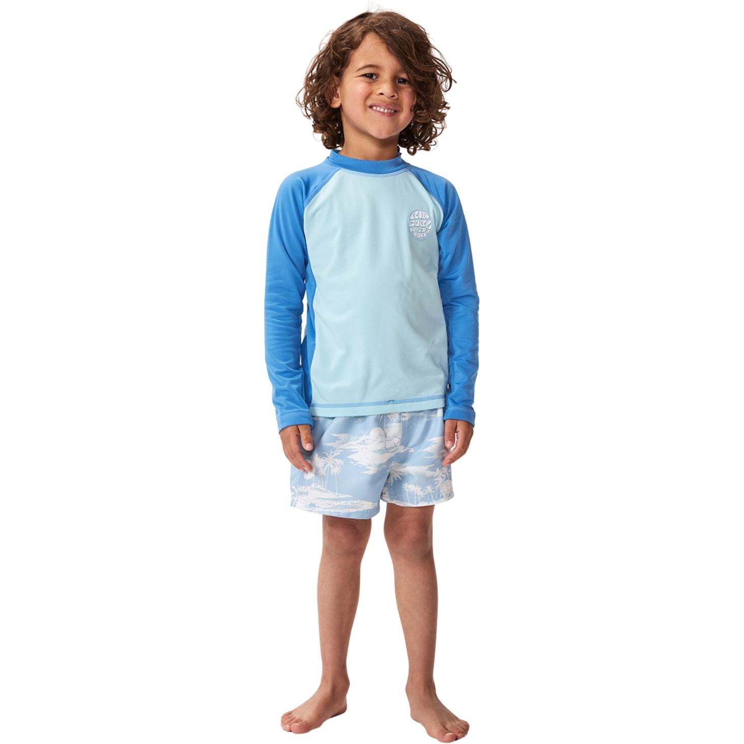 2026 Rip Curl Kids Icons UV Brushed Long Sleeve Lycra Vest TNHTRV - Blue Gum